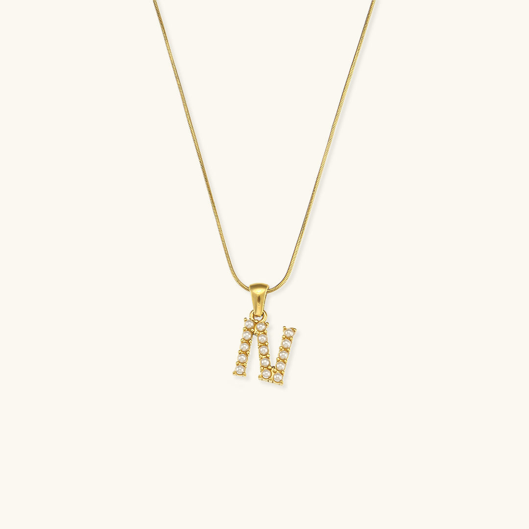 Pearl Necklace with Initial Letter - Colette