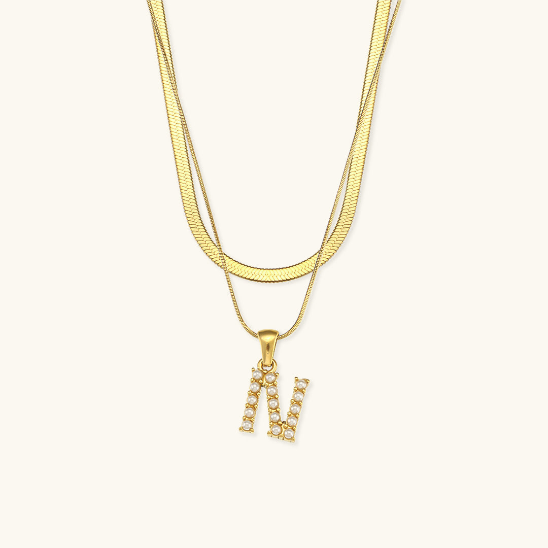 Layered Gold Necklace with Initial Letter