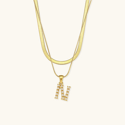 Layered Gold Necklace with Initial Letter