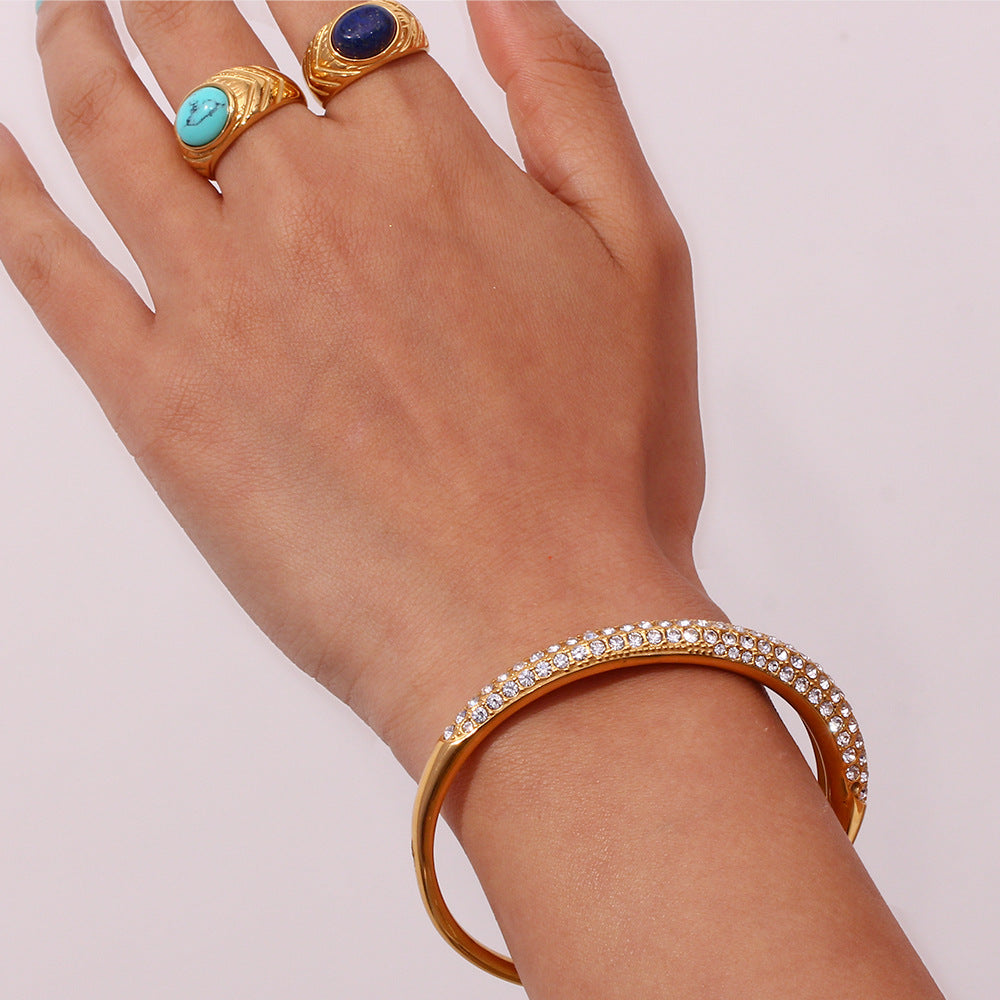 Elara Gold Cuff Bracelet with Diamonds