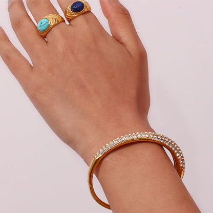 Elara Gold Cuff Bracelet with Diamonds