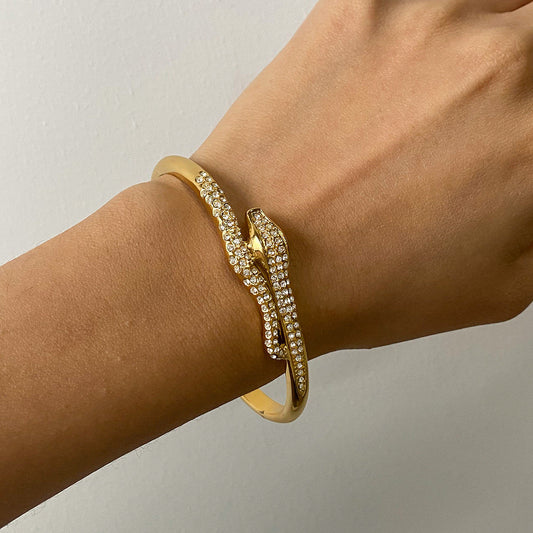 Rosalee Snake & Diamond Cuff Bracelet
