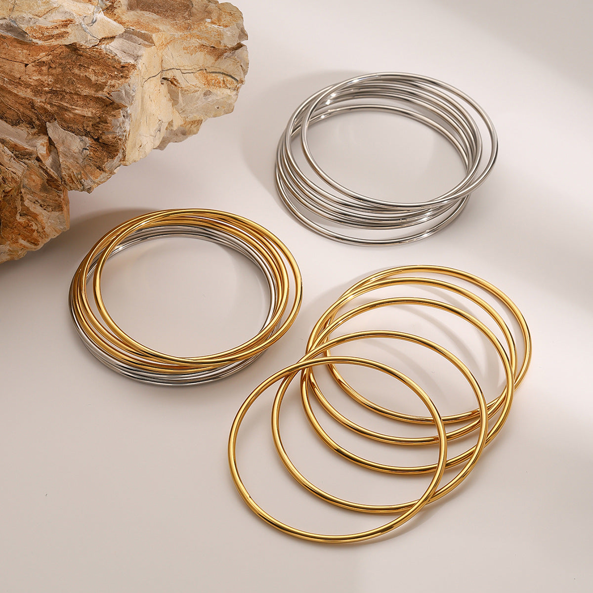 Shannon Gold Bangle Bracelet Set