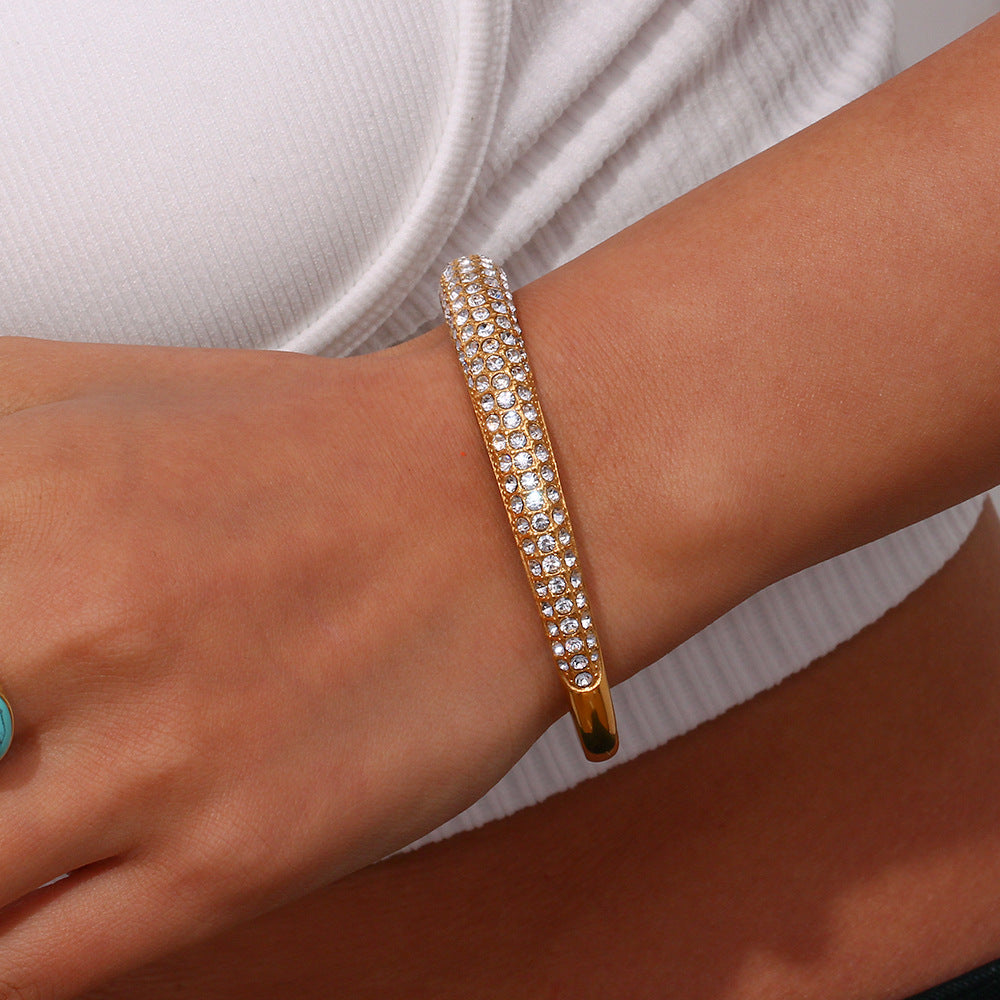 Elara Gold Cuff Bracelet with Diamonds