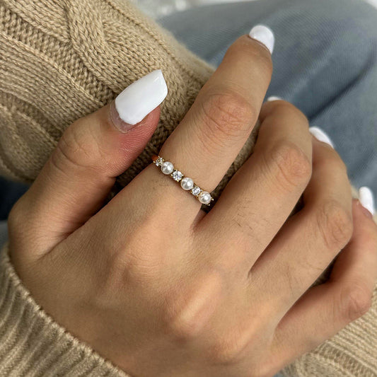 Keisha Diamond & Pearl Ring