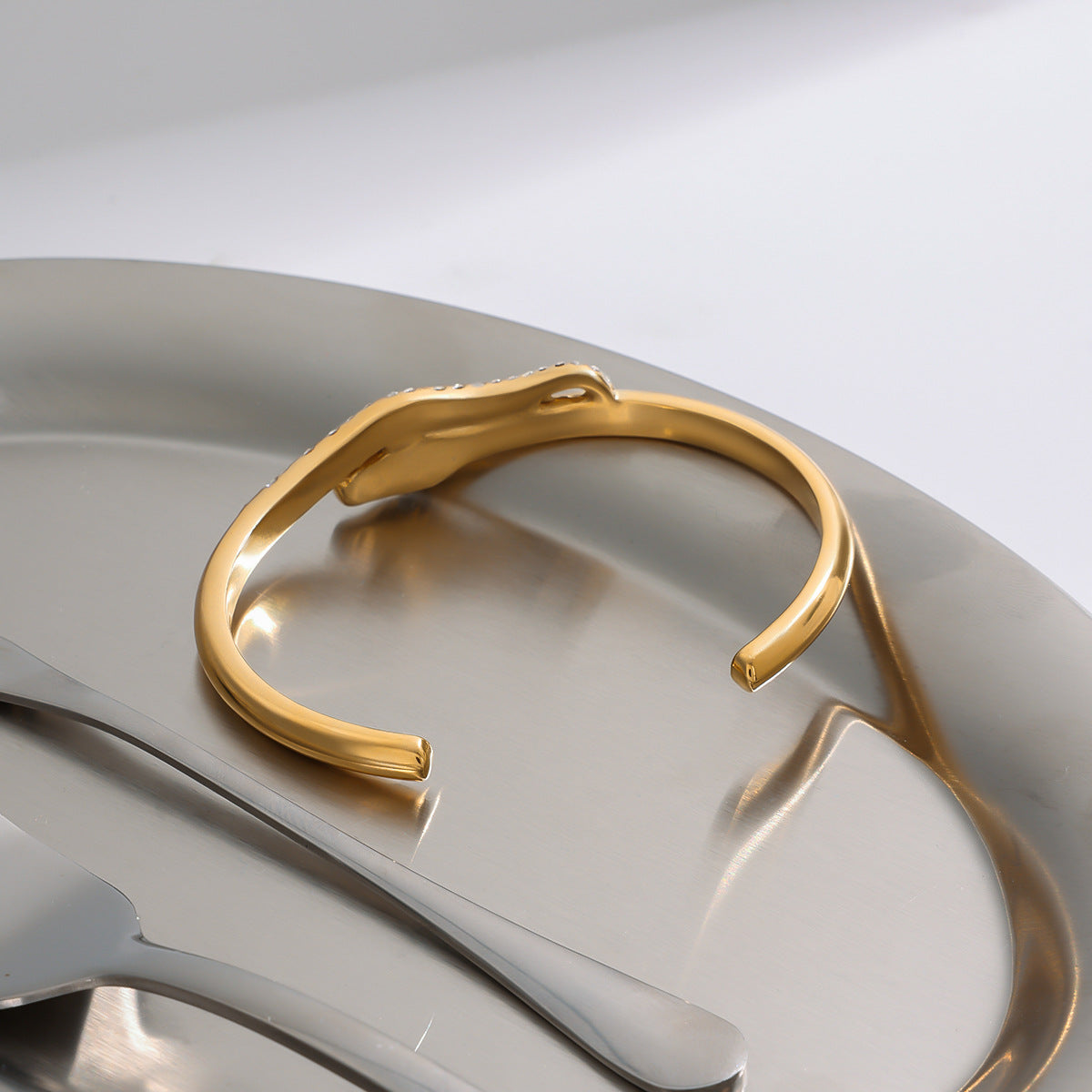 Rosalee Snake & Diamond Cuff Bracelet