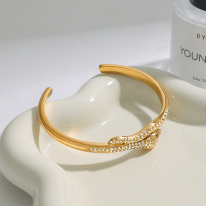 Rosalee Snake & Diamond Cuff Bracelet