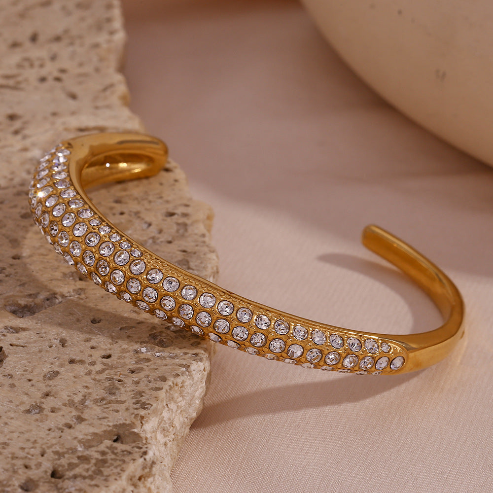 Elara Gold Cuff Bracelet with Diamonds