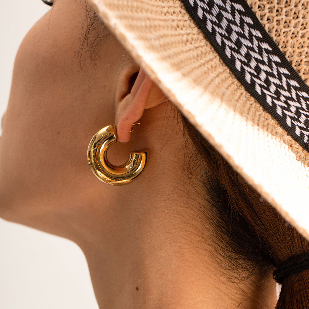Natalia Thick Gold Hoops