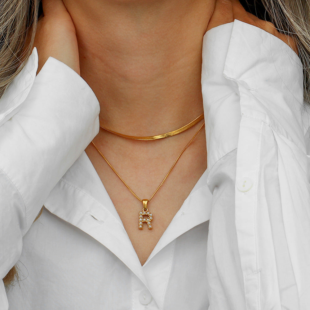 Layered Gold Necklace with Initial Letter