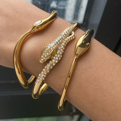 Rosalee Snake & Diamond Cuff Bracelet