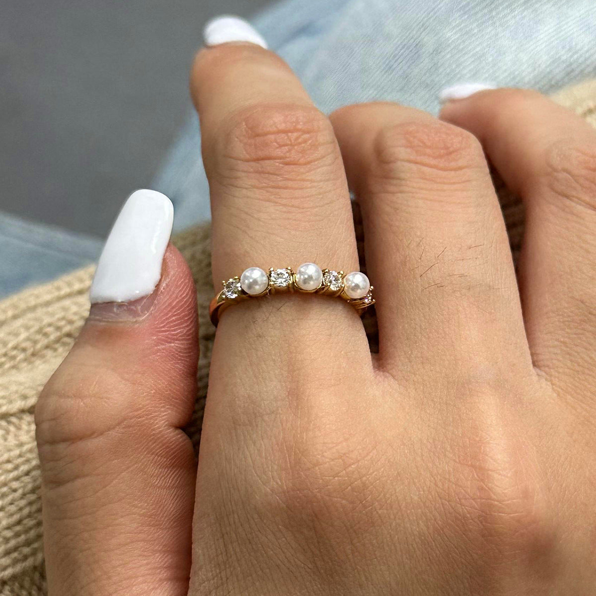 Keisha Diamond & Pearl Ring