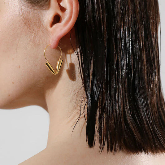 Arcadia Pointed Hoop Earrings in Gold