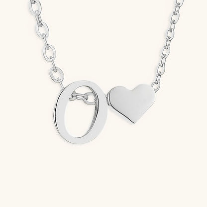 Gold Necklace with Initial and Heart