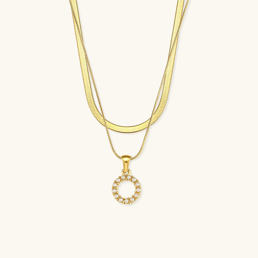 Layered Gold Necklace with Initial Letter