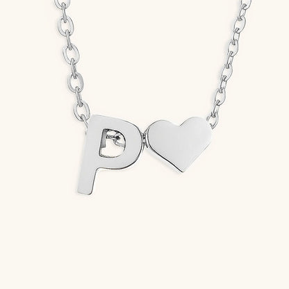Gold Necklace with Initial and Heart