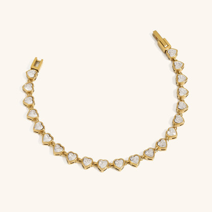 Romani Tennis Bracelet with Heart-Shaped Stones