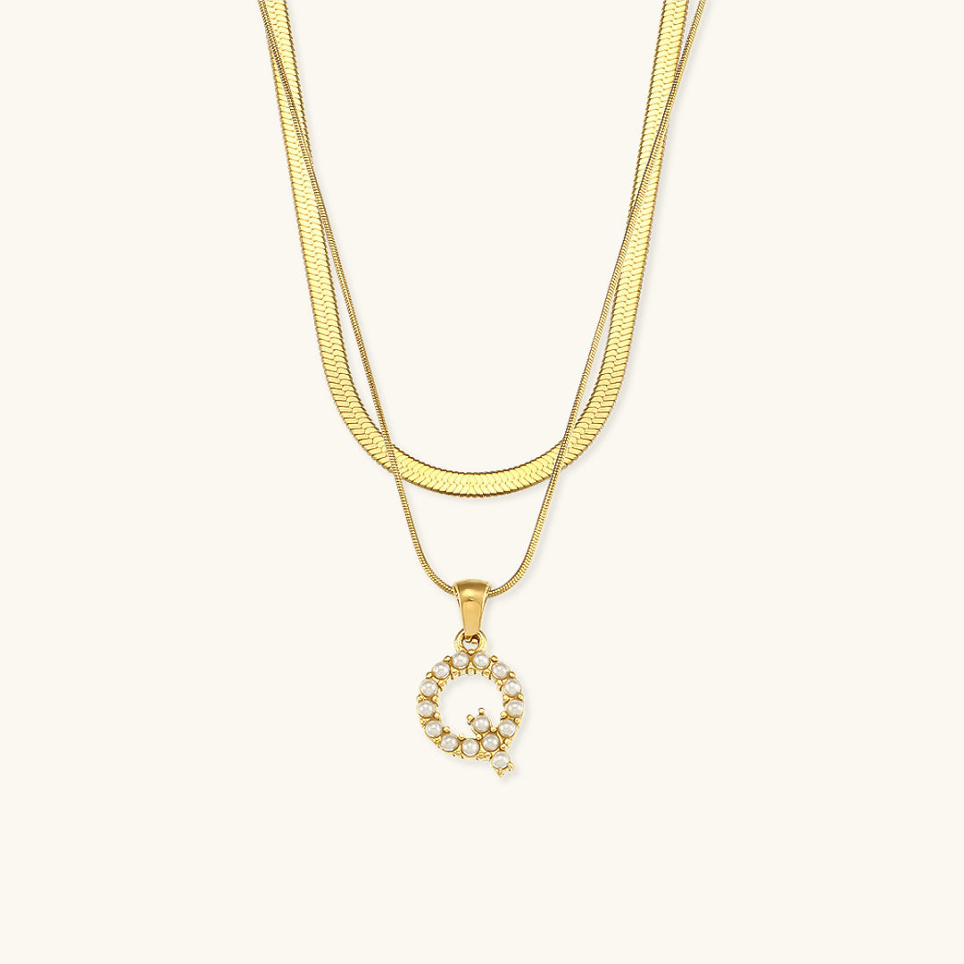 Layered Gold Necklace with Initial Letter