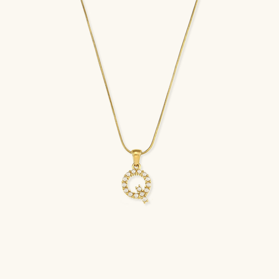 Pearl Necklace with Initial Letter - Colette