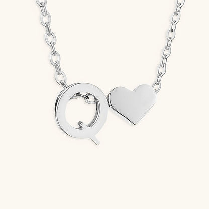 Gold Necklace with Initial and Heart