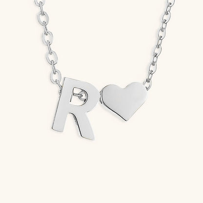 Gold Necklace with Initial and Heart