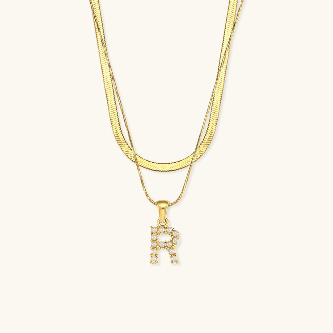 Layered Gold Necklace with Initial Letter