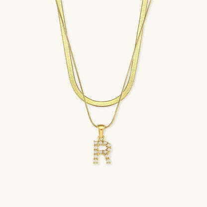 Layered Gold Necklace with Initial Letter