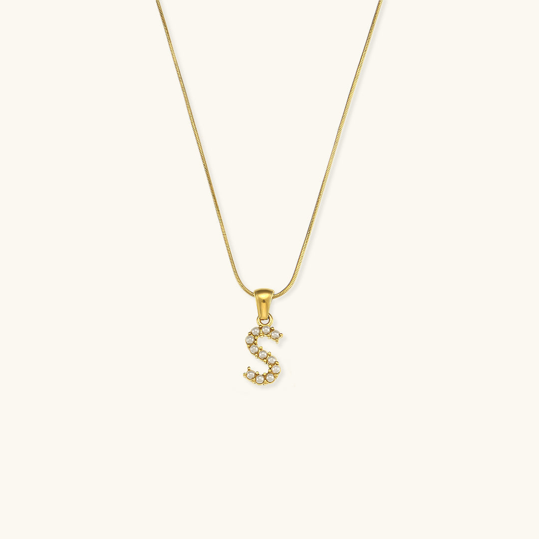 Pearl Necklace with Initial Letter - Colette