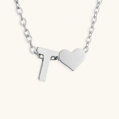 Gold Necklace with Initial and Heart