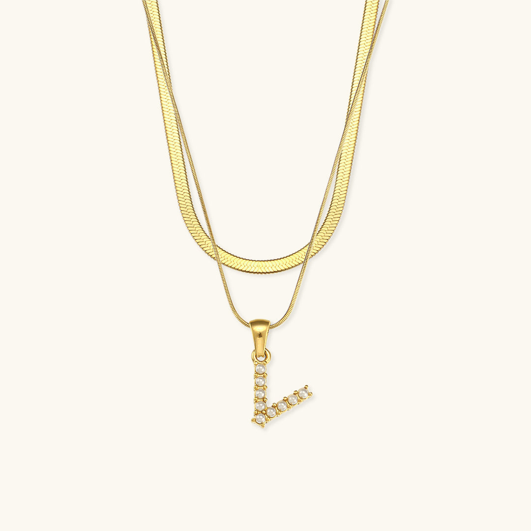 Layered Gold Necklace with Initial Letter