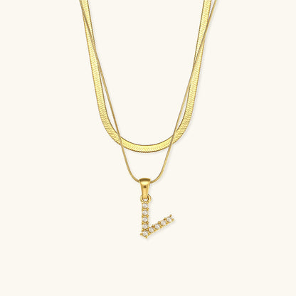 Layered Gold Necklace with Initial Letter