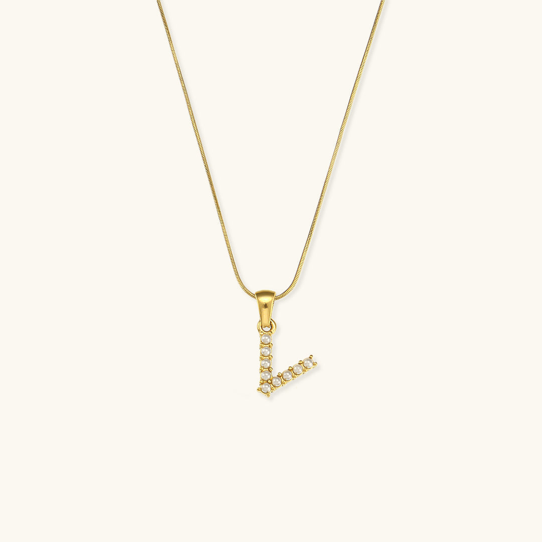 Pearl Necklace with Initial Letter - Colette
