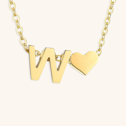 Gold Necklace with Initial and Heart