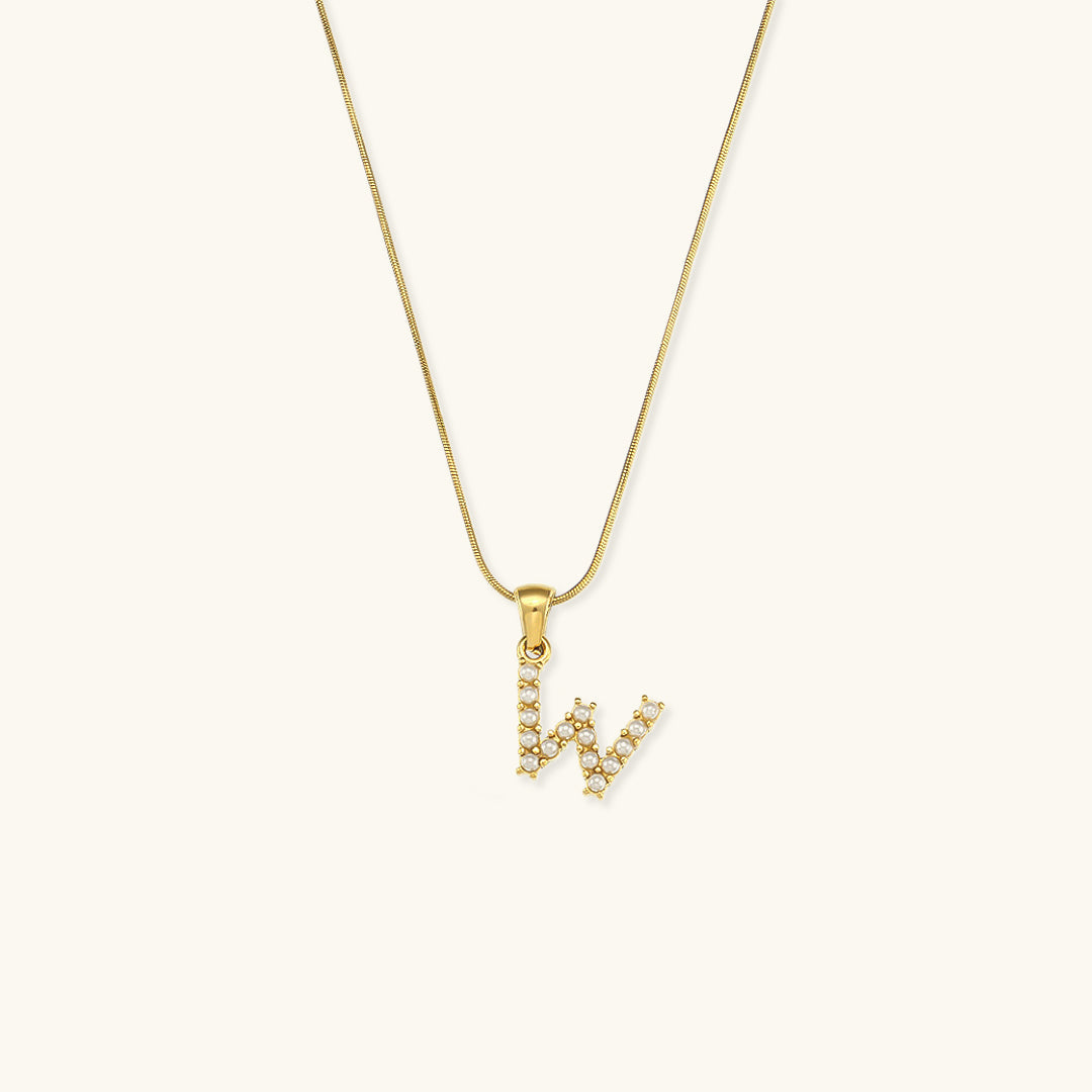 Pearl Necklace with Initial Letter - Colette