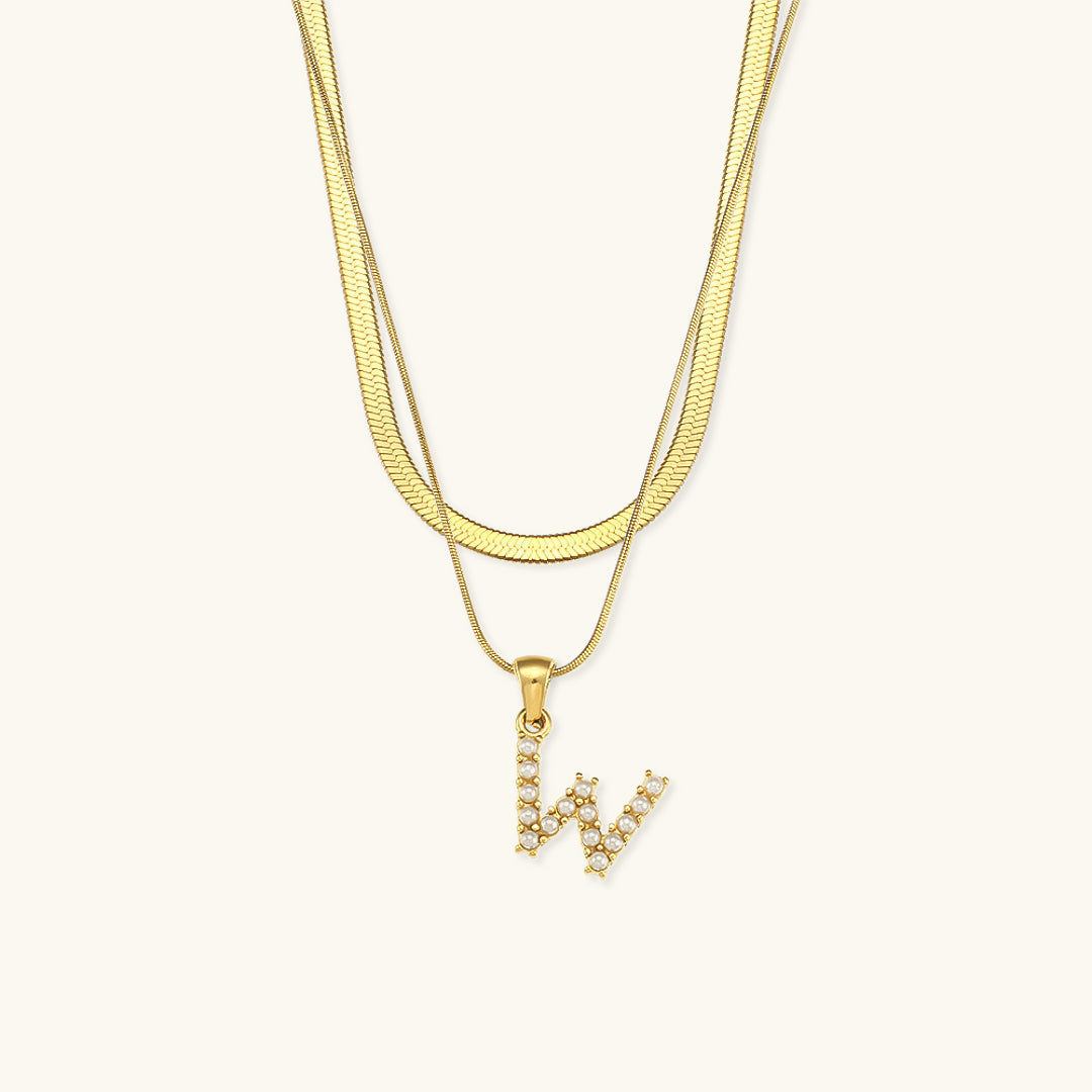Layered Gold Necklace with Initial Letter