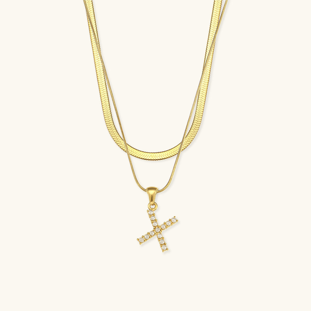 Layered Gold Necklace with Initial Letter