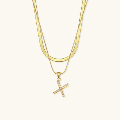 Layered Gold Necklace with Initial Letter