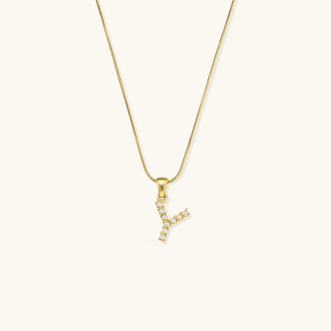 Pearl Necklace with Initial Letter - Colette