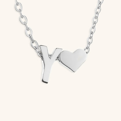 Gold Necklace with Initial and Heart