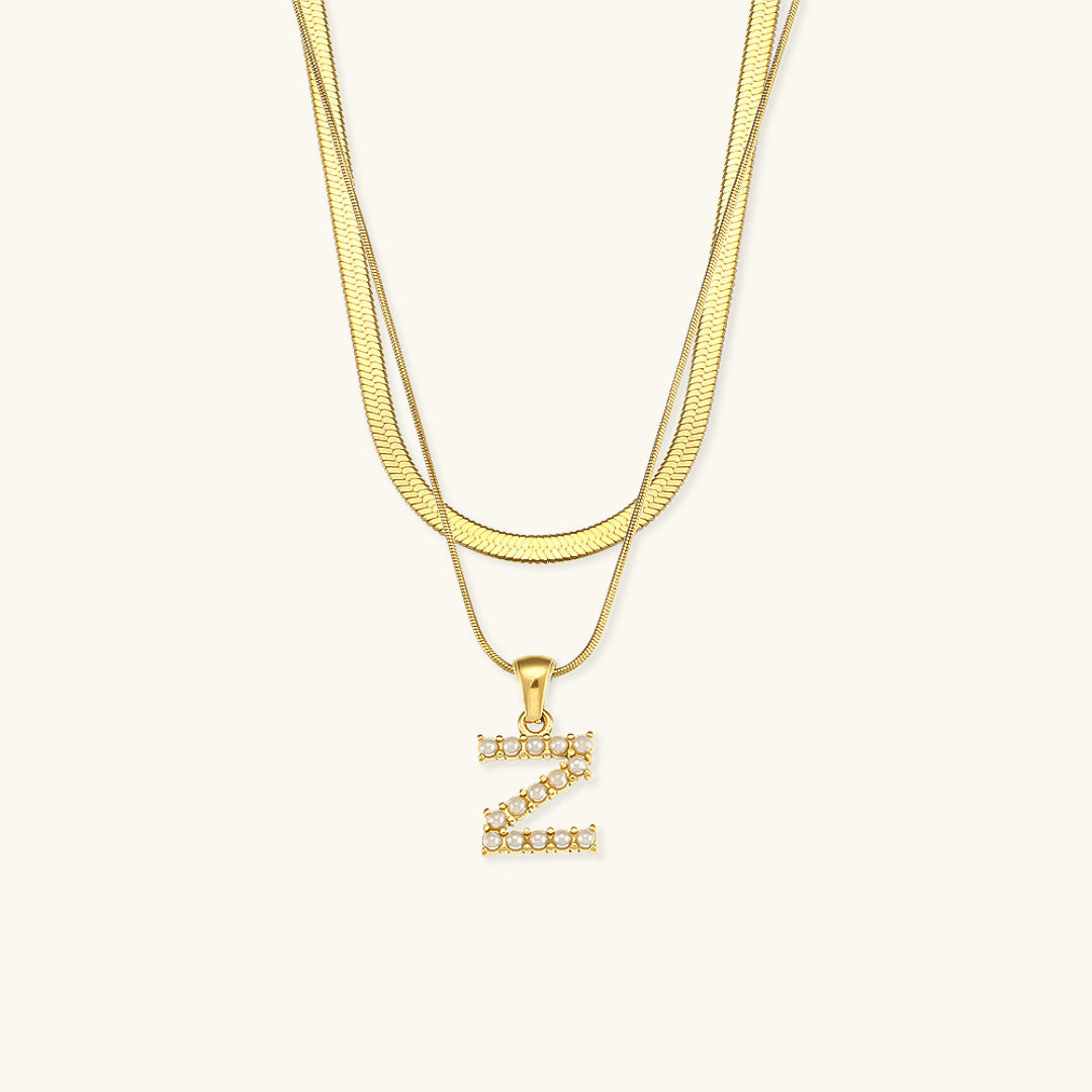 Layered Gold Necklace with Initial Letter