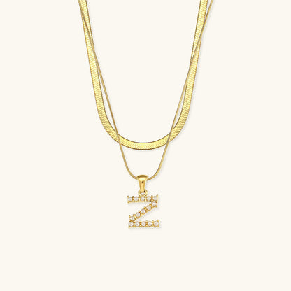 Layered Gold Necklace with Initial Letter
