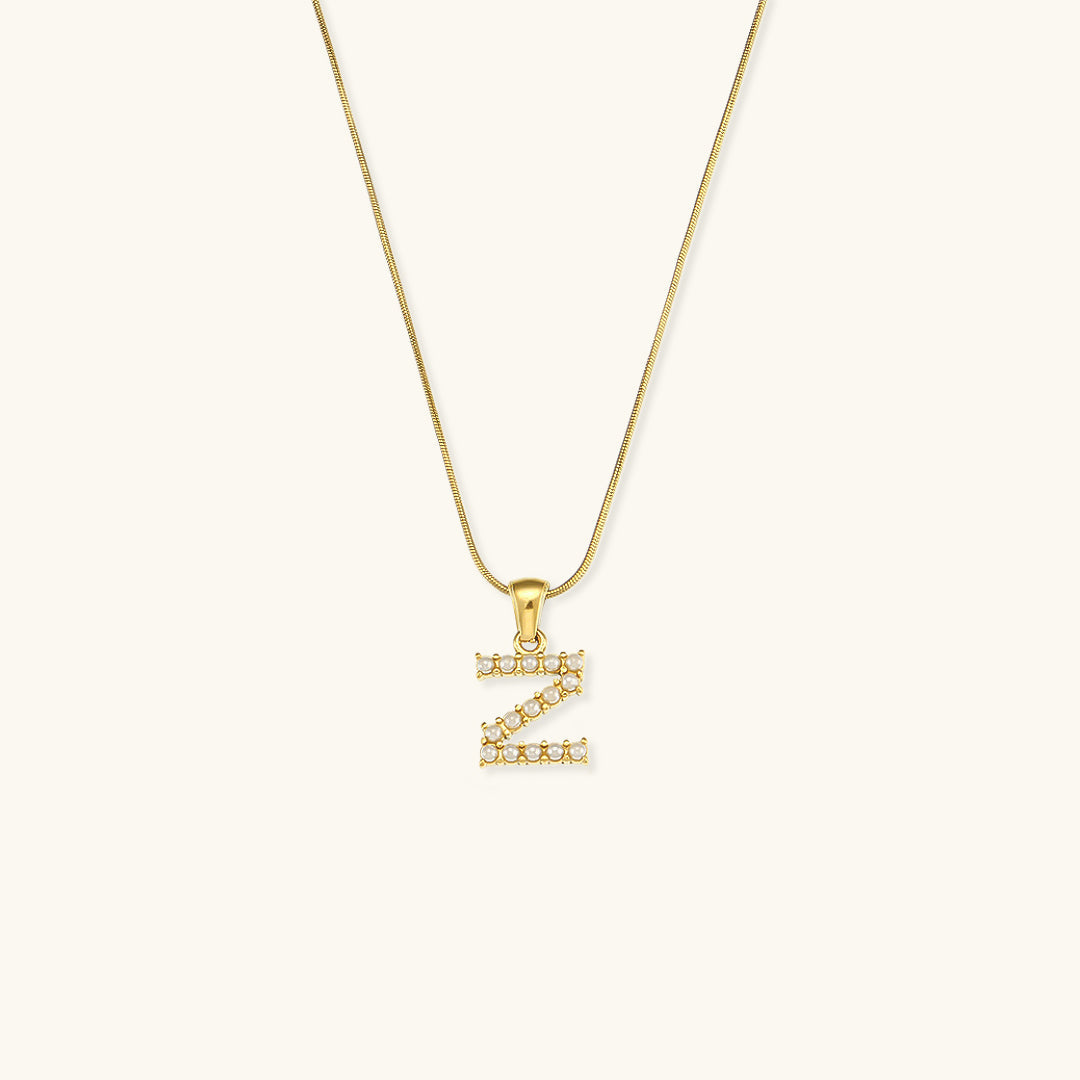 Pearl Necklace with Initial Letter - Colette