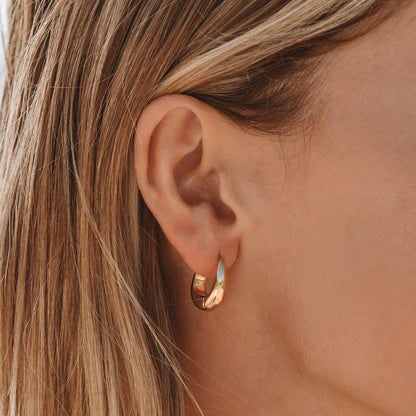 Oval Drop Gold Hoops