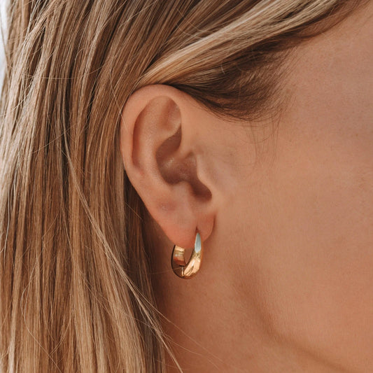 Oval Drop Gold Hoops