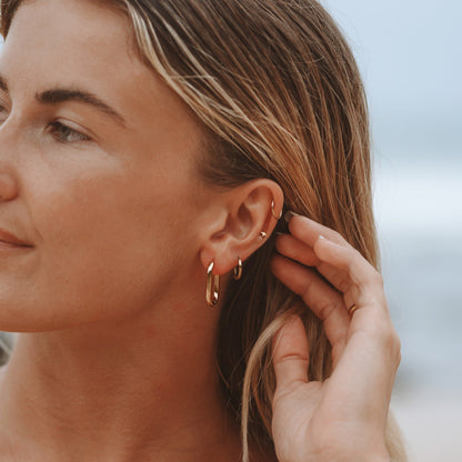 Gold Oval Hoop Earrings
