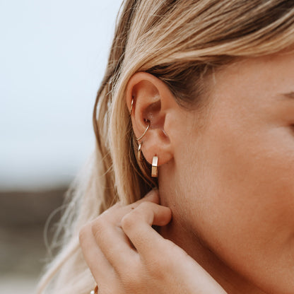 Gold-Plated Hexagonal Hoop Earrings