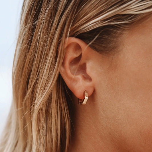 Gold-Plated Hexagonal Hoop Earrings