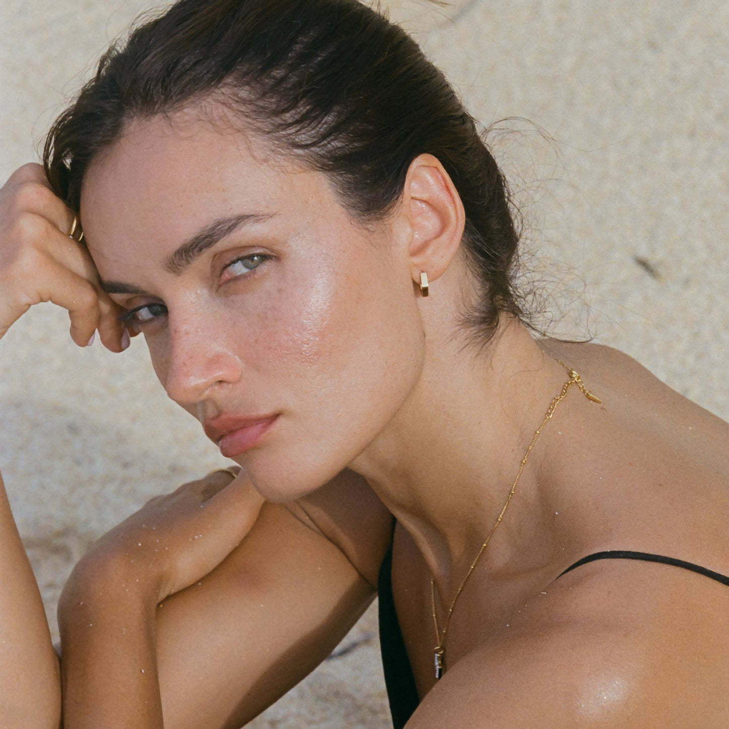 Gold-Plated Hexagonal Hoop Earrings