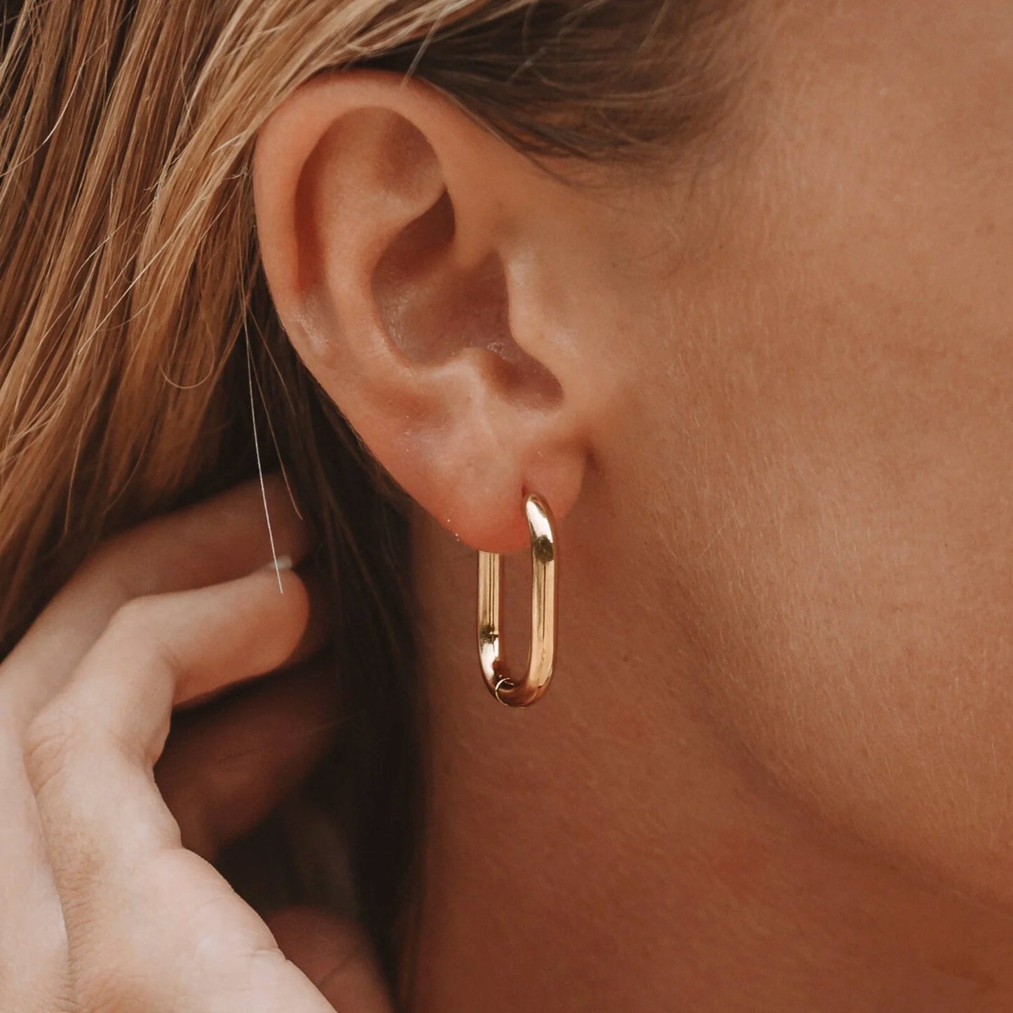 Gold Oval Hoop Earrings