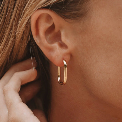 Gold Oval Hoop Earrings